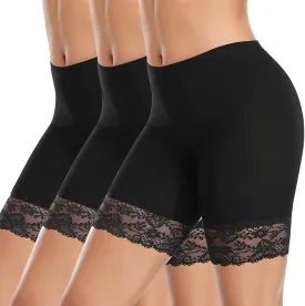 DERCA Womens Lace Slip Shorts for Under Dresses Anti Chafing Underwear Mid Thigh Boyshorts Panties Under Skirts