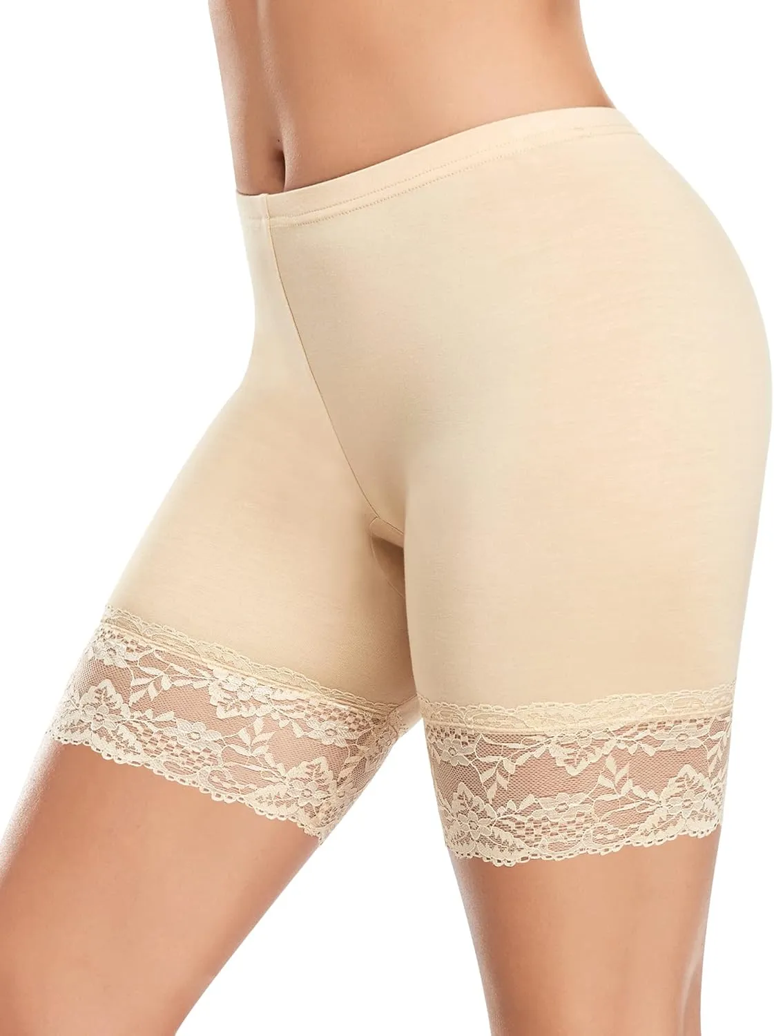 DERCA Womens Lace Slip Shorts for Under Dresses Anti Chafing Underwear Mid Thigh Boyshorts Panties Under Skirts