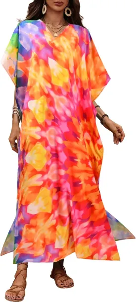 Kaftan Dresses for Women Plus Size Bathing Suit Caftans Swimsuit Cover up Maxi Beach Dress Loungewear