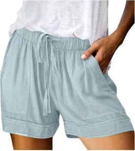 Lounge Shorts for Women Drawstring Summer Causal Shorts Elastic High Waisted Baggy Short Pants Beach Vacation Outfits