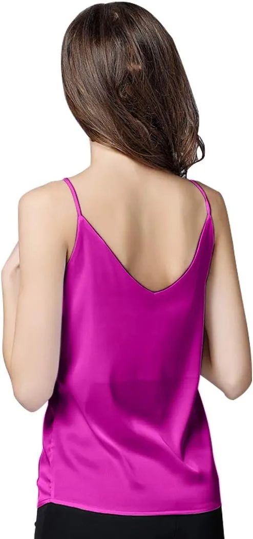 Miqieer Basic 3 Pack Women's Silk Tank Top Ladies V-Neck Camisole Silky Loose Sleeveless Blouse Tank Shirt with Soft Satin