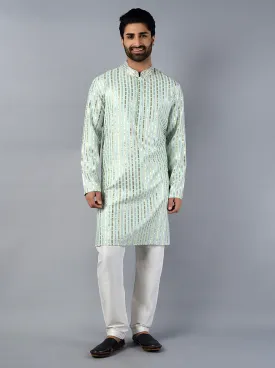 Pista Embroidered Regular Fit Kurta Pajama | TULA