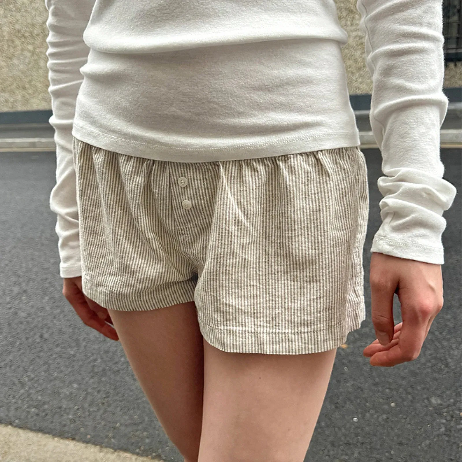 TAVIMART  -  Y2K Kawaii Women Lounge Shorts Cute Boyshorts Panties for Women Floral Printing Front Button Sleepwear Pj Bottoms for Summer