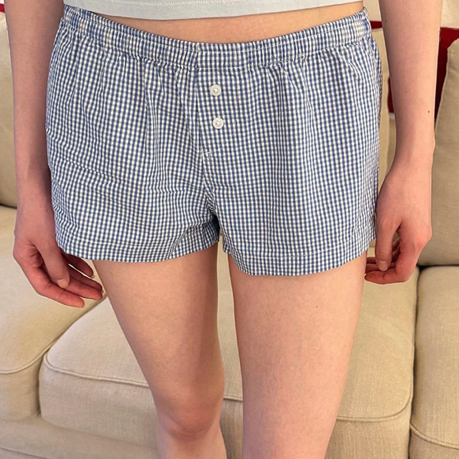 TAVIMART  -  Y2K Kawaii Women Lounge Shorts Cute Boyshorts Panties for Women Floral Printing Front Button Sleepwear Pj Bottoms for Summer
