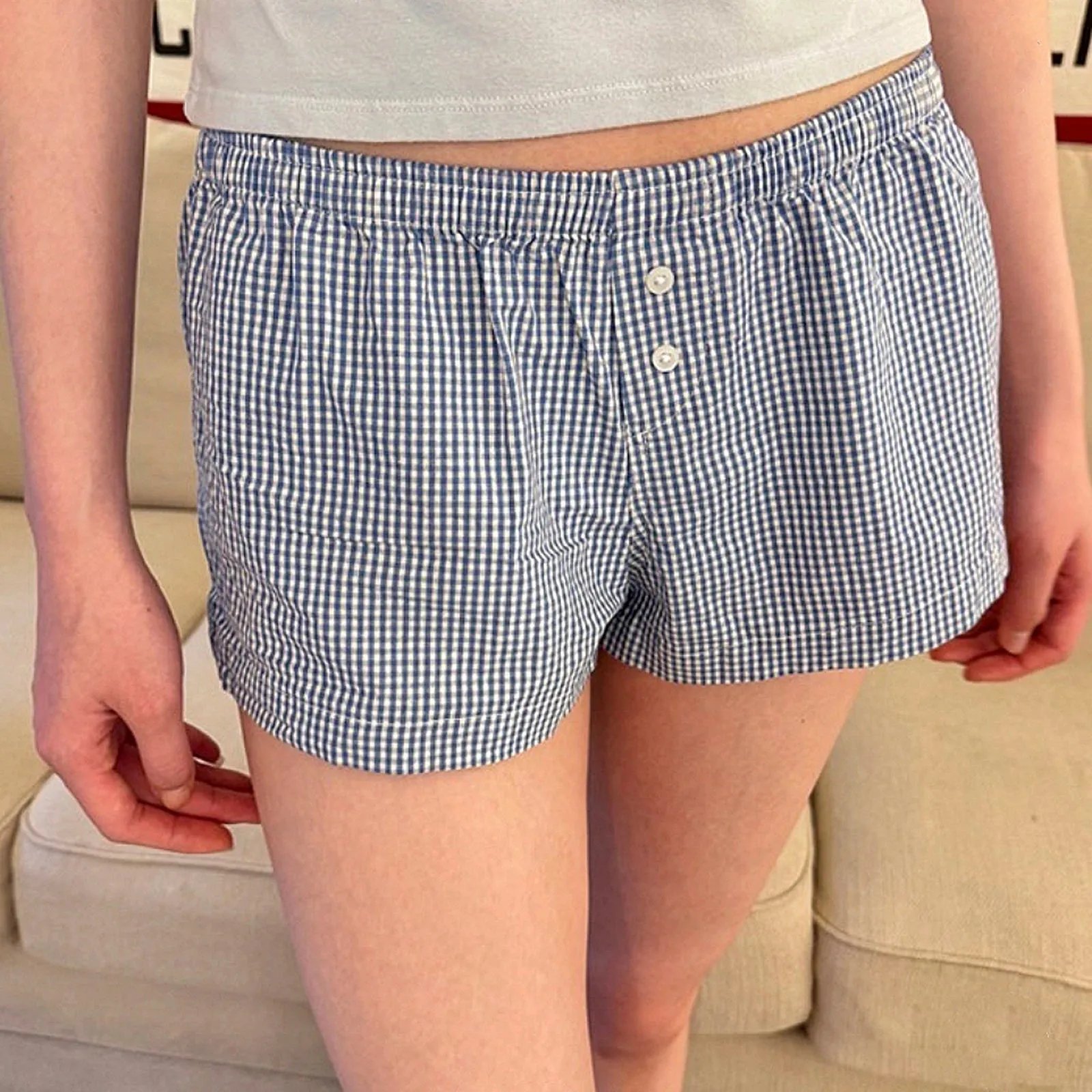 TAVIMART  -  Y2K Kawaii Women Lounge Shorts Cute Boyshorts Panties for Women Floral Printing Front Button Sleepwear Pj Bottoms for Summer