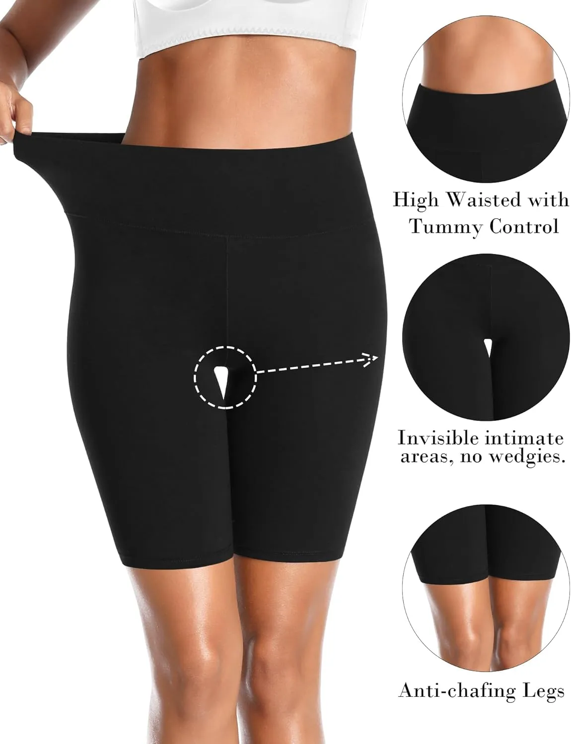 UMMISS Cotton Boy Shorts Underwear for Women High Waisted Biker Shorts Tummy Control Boxer Briefs Pack