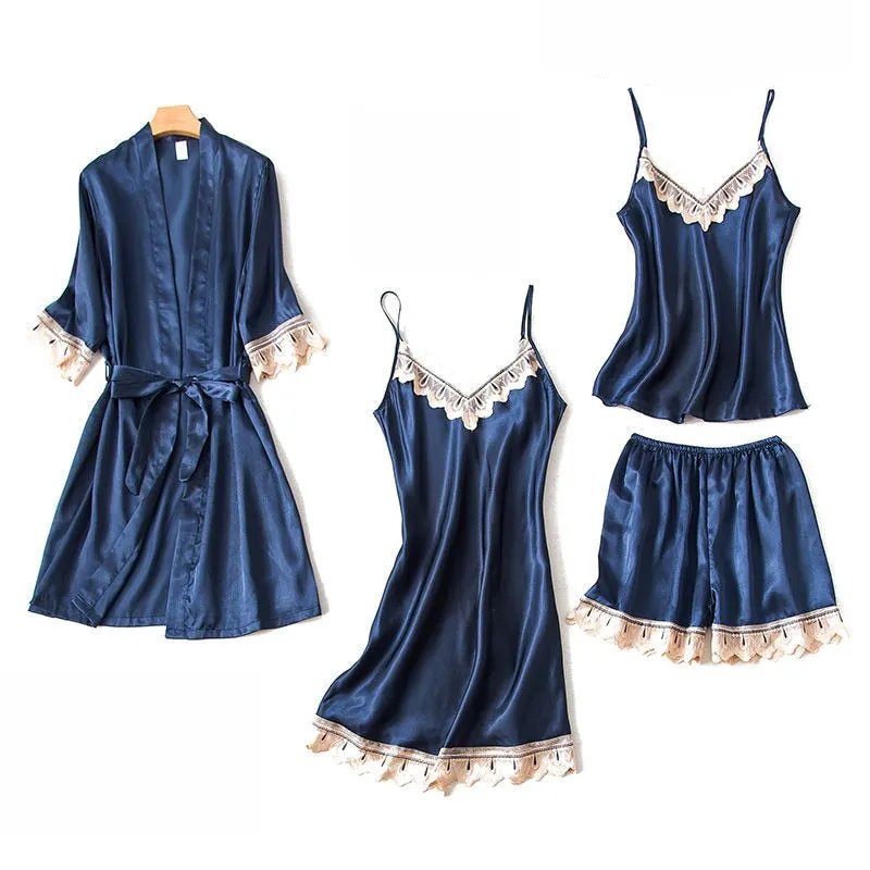 VenusFox Women Pajamas Sets Sexy Nightgown Satin Sleepwear Nightdress Night Gown Sleeveless Slings Shorts Homewear XXL #F