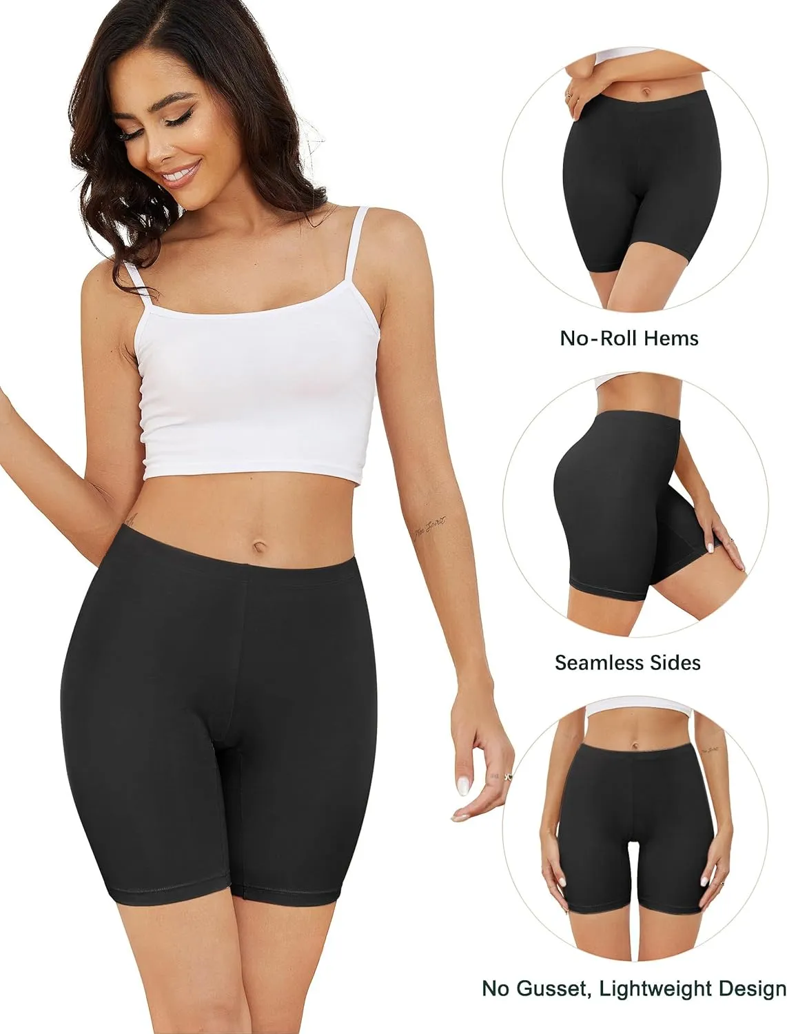 voenxe Women Cotton Boy Shorts Underwear,Lady Boxers Briefs,High Waist Anti Chafing BoyShort,Soft Long Leg Biker Panty,4 Pack