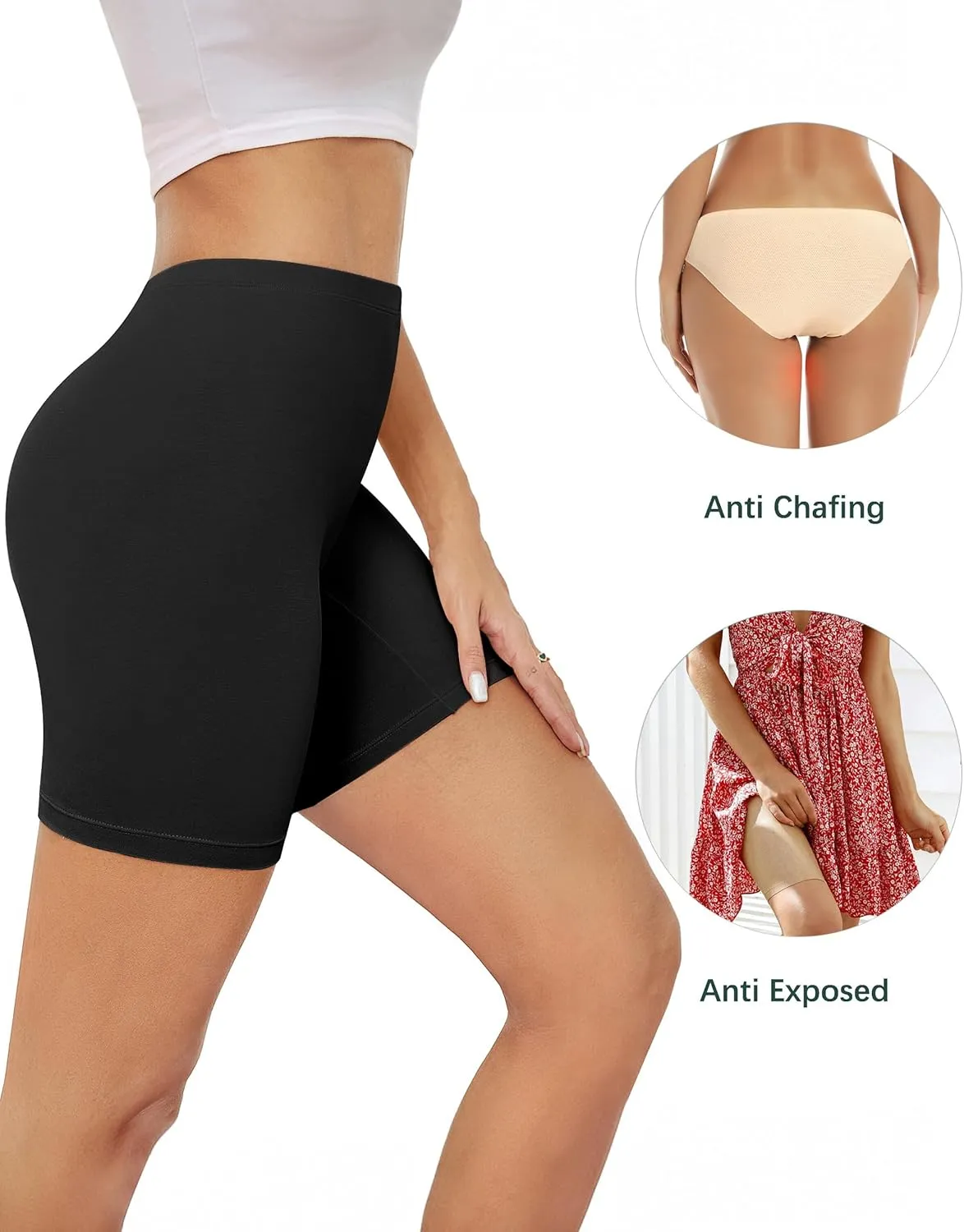 voenxe Women Cotton Boy Shorts Underwear,Lady Boxers Briefs,High Waist Anti Chafing BoyShort,Soft Long Leg Biker Panty,4 Pack