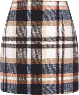 Women Mini Skirt Plaid Wool Skirt Spring High Waist Bodycon Pencil Short Skirts Tartan Skirt