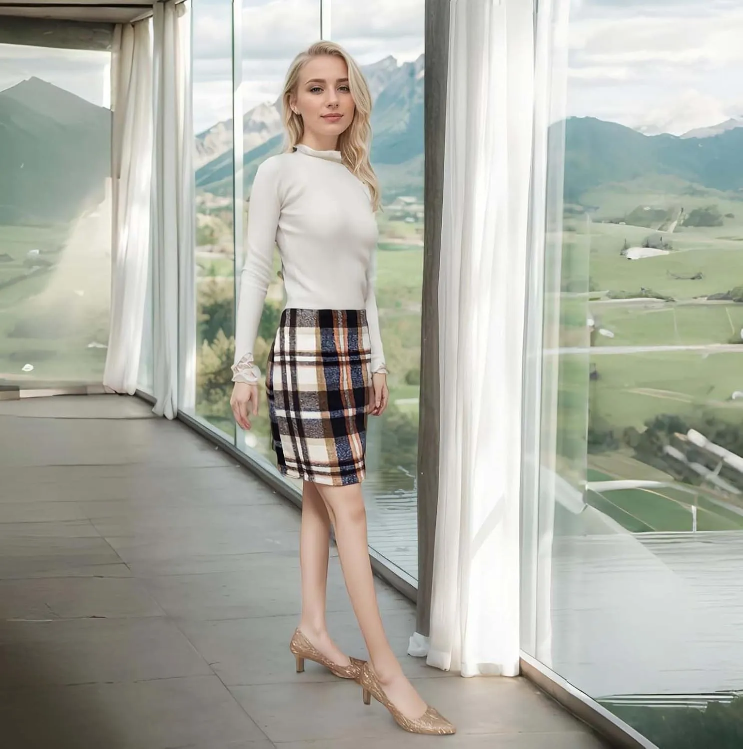 Women Mini Skirt Plaid Wool Skirt Spring High Waist Bodycon Pencil Short Skirts Tartan Skirt
