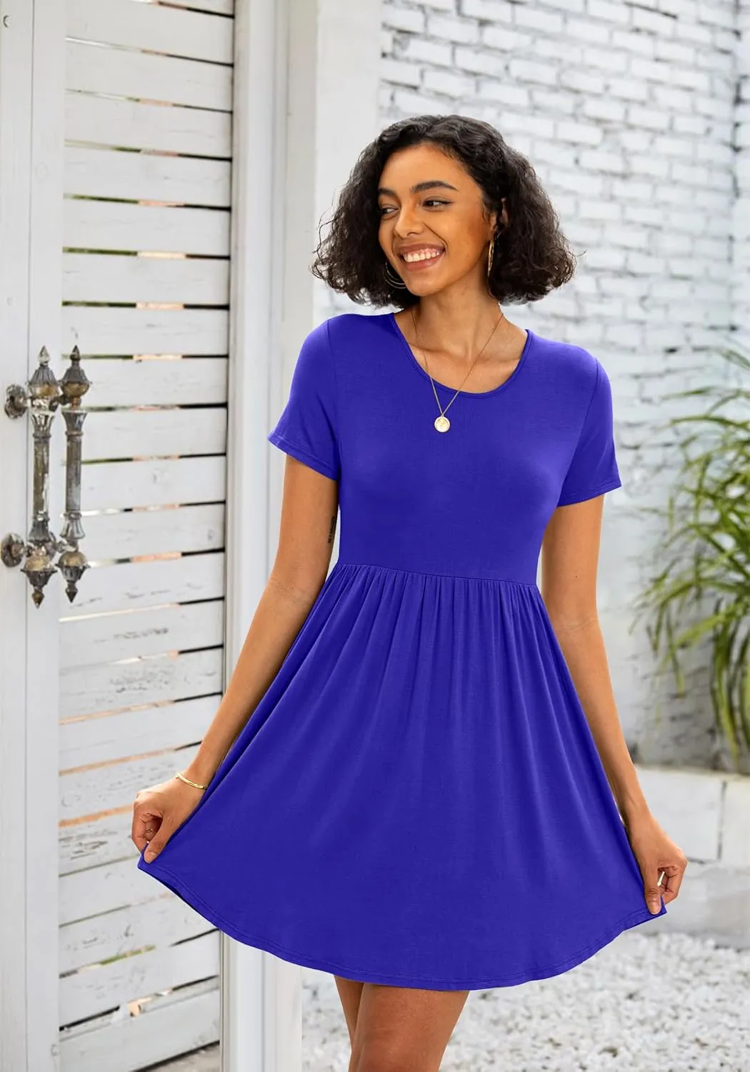 Women's Dresses Casual Crew Neck T-Shirts A-line Dress Summer Dresses for Women XS-2XL