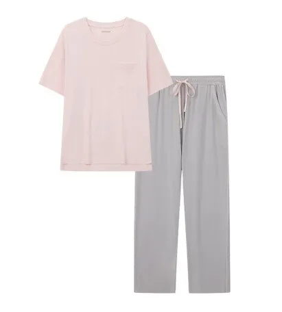 Women's Modal Free-Cut Seamless Short Sleeved Sleepwear Set