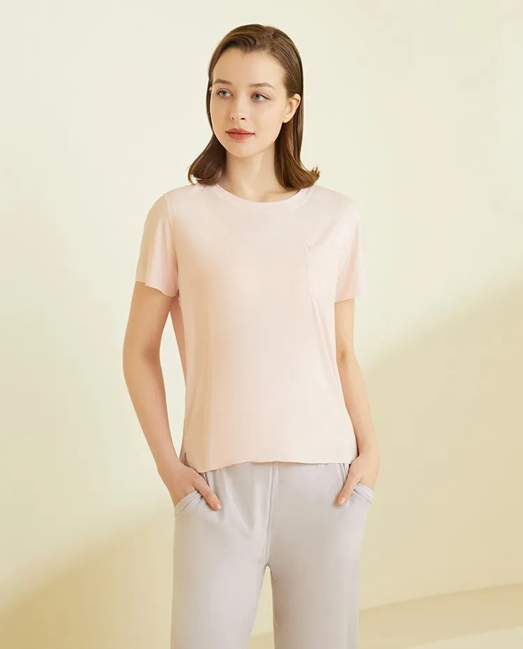 Women's Modal Free-Cut Seamless Short Sleeved Sleepwear Set