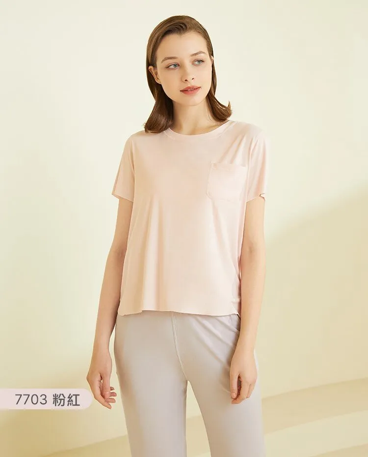 Women's Modal Free-Cut Seamless Short Sleeved Sleepwear Set