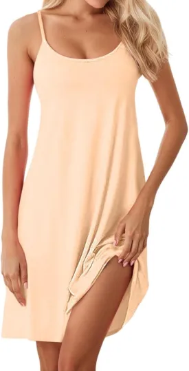 Women's Sleepwear Nightgowns Built in Shelf Bra Casual Nightshirts Sleepdress Sexy Padded Full Slips Under Dresses